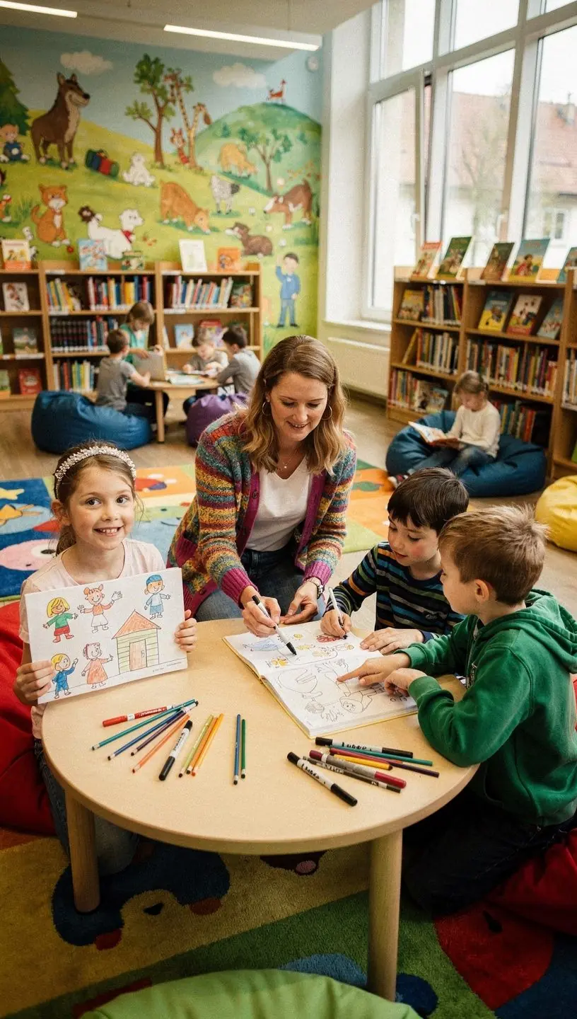 Ein Stapel von pädagogischen Büchern über verschiedene Themen für Kinder.