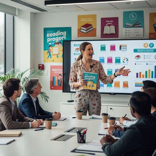 Ein offenes Buch mit bunten Bildern und großen, klaren Schriftarten für Anfänger.